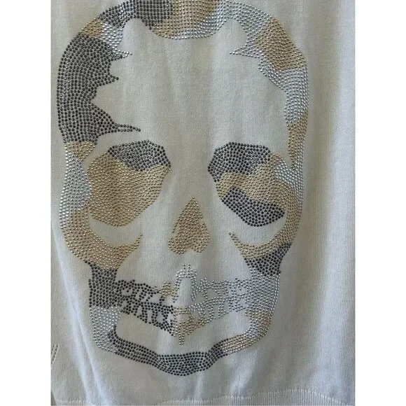 Zadig & Voltaire Miss Camo Skull Strass Sweater Women’s Cream Size Medium